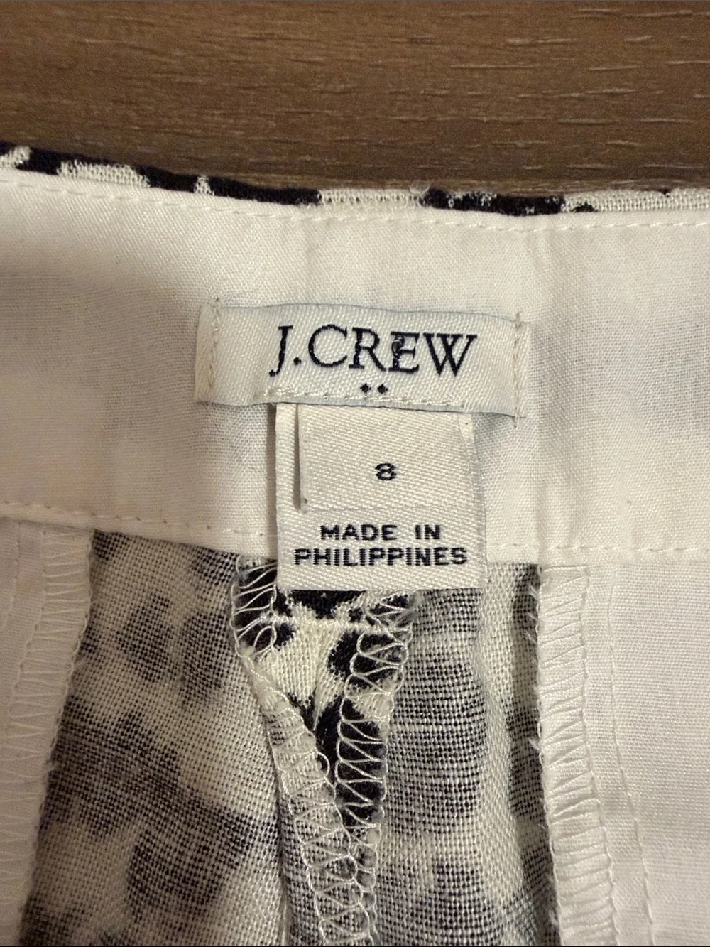 J CREW Scalloped Linen Cotton Animal Print Shorts Preppy Feminine Vacation Sz 8